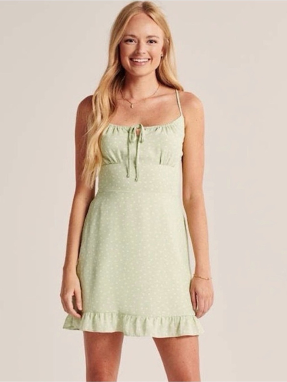 Abercrombie & Fitch Light Green Polka Dot Mini Dress
